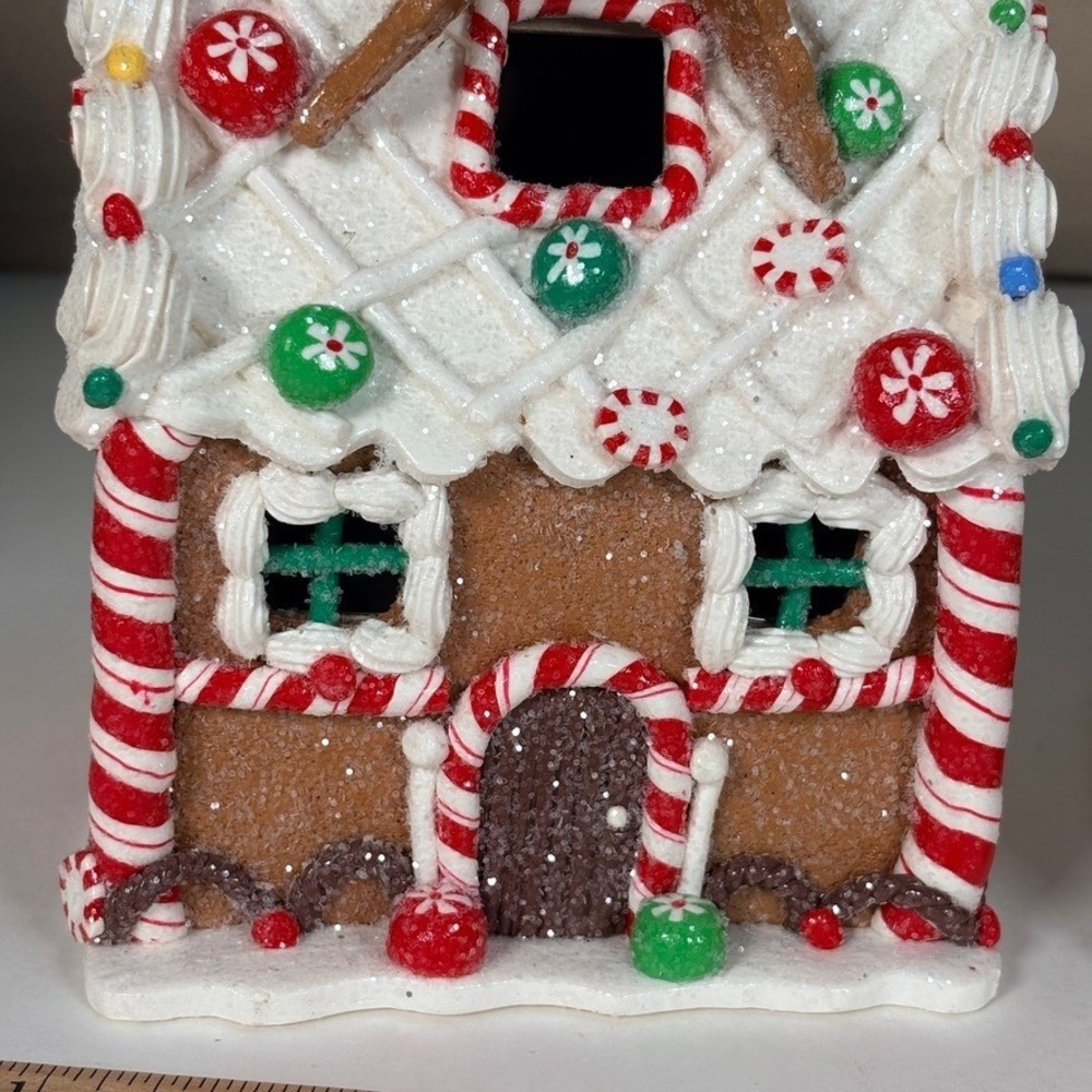 Set of 2 6" Claydough Gingerbread Houses Christmas Village Holiday Decor - Picture 2 of 7